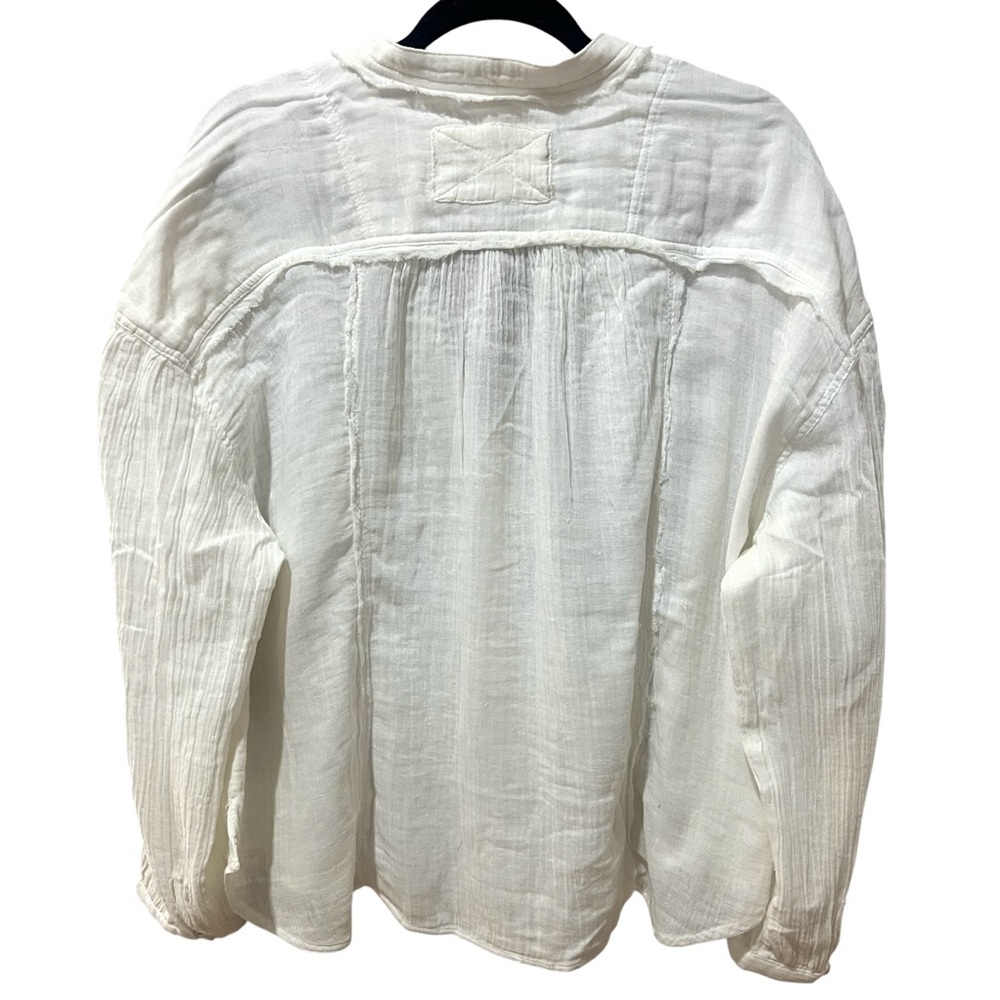Free People We The Free White Button Down Shirt Top Cotton Gauze SZ L NWOT - Picture 6 of 10